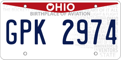 OH license plate GPK2974
