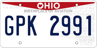 OH license plate GPK2991