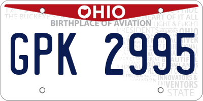 OH license plate GPK2995