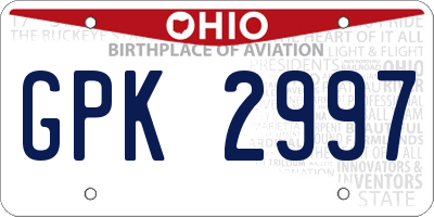 OH license plate GPK2997
