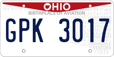 OH license plate GPK3017
