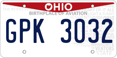 OH license plate GPK3032
