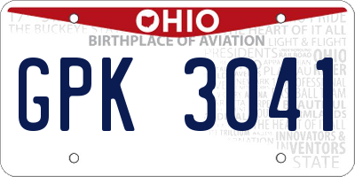 OH license plate GPK3041