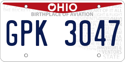 OH license plate GPK3047