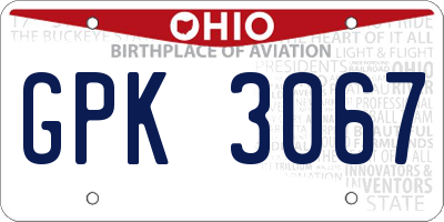 OH license plate GPK3067