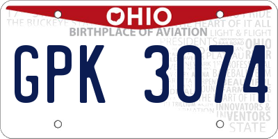 OH license plate GPK3074
