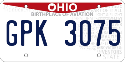 OH license plate GPK3075