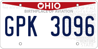 OH license plate GPK3096