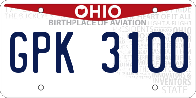 OH license plate GPK3100