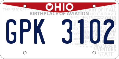 OH license plate GPK3102