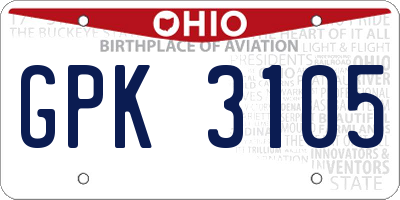 OH license plate GPK3105