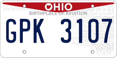 OH license plate GPK3107