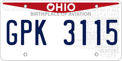 OH license plate GPK3115