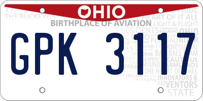 OH license plate GPK3117