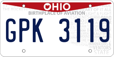 OH license plate GPK3119