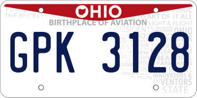 OH license plate GPK3128