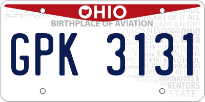 OH license plate GPK3131