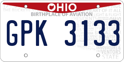 OH license plate GPK3133