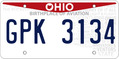 OH license plate GPK3134
