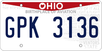OH license plate GPK3136