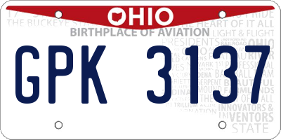 OH license plate GPK3137