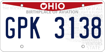 OH license plate GPK3138