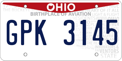 OH license plate GPK3145