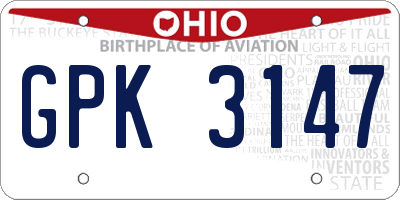 OH license plate GPK3147