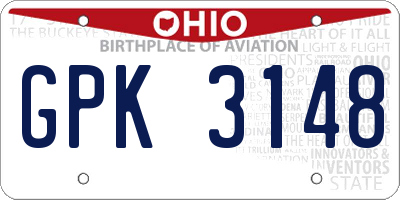 OH license plate GPK3148