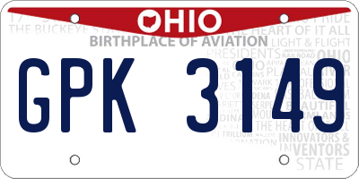 OH license plate GPK3149