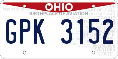 OH license plate GPK3152