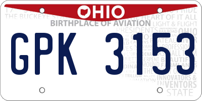 OH license plate GPK3153