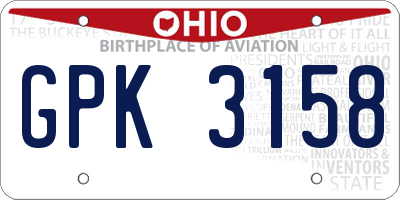 OH license plate GPK3158