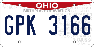 OH license plate GPK3166
