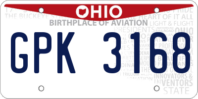 OH license plate GPK3168