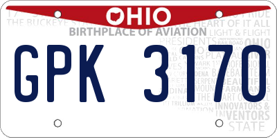 OH license plate GPK3170