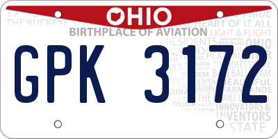OH license plate GPK3172
