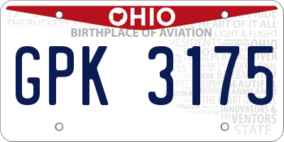 OH license plate GPK3175