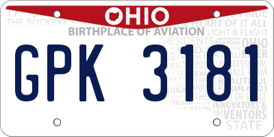 OH license plate GPK3181