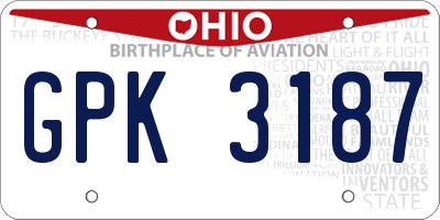 OH license plate GPK3187