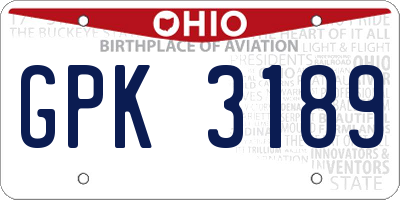 OH license plate GPK3189