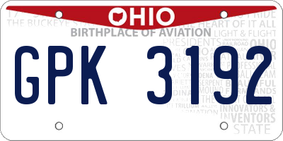 OH license plate GPK3192