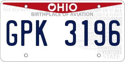 OH license plate GPK3196