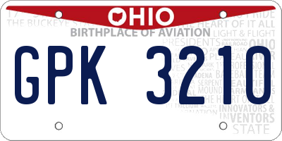 OH license plate GPK3210