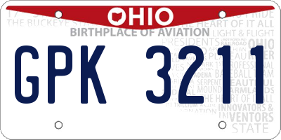 OH license plate GPK3211