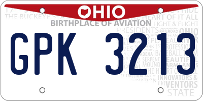 OH license plate GPK3213
