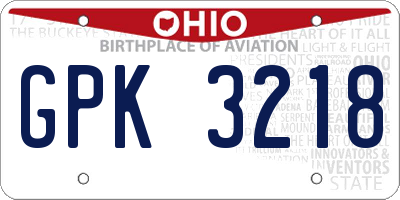 OH license plate GPK3218