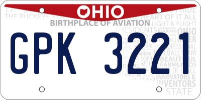 OH license plate GPK3221