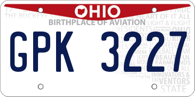 OH license plate GPK3227