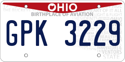 OH license plate GPK3229